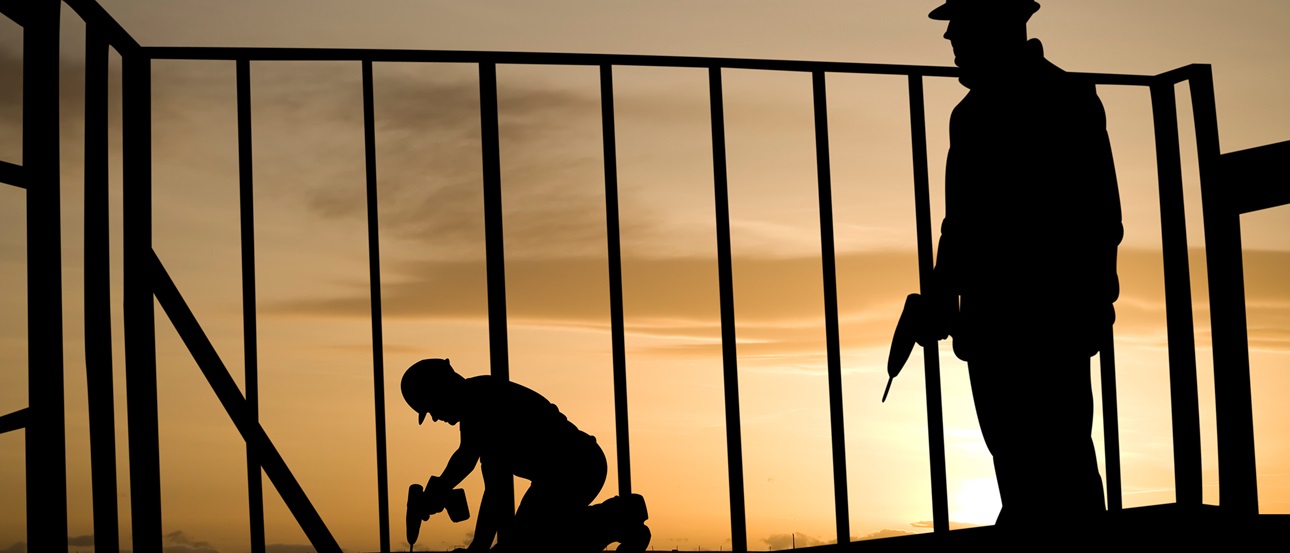 Construction workers on the rooftop