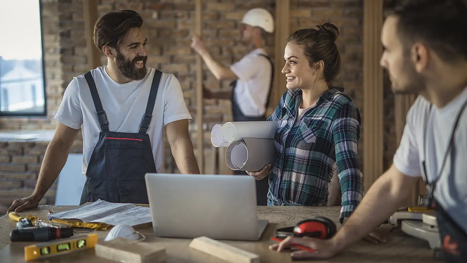 A group of people working on a jobsite