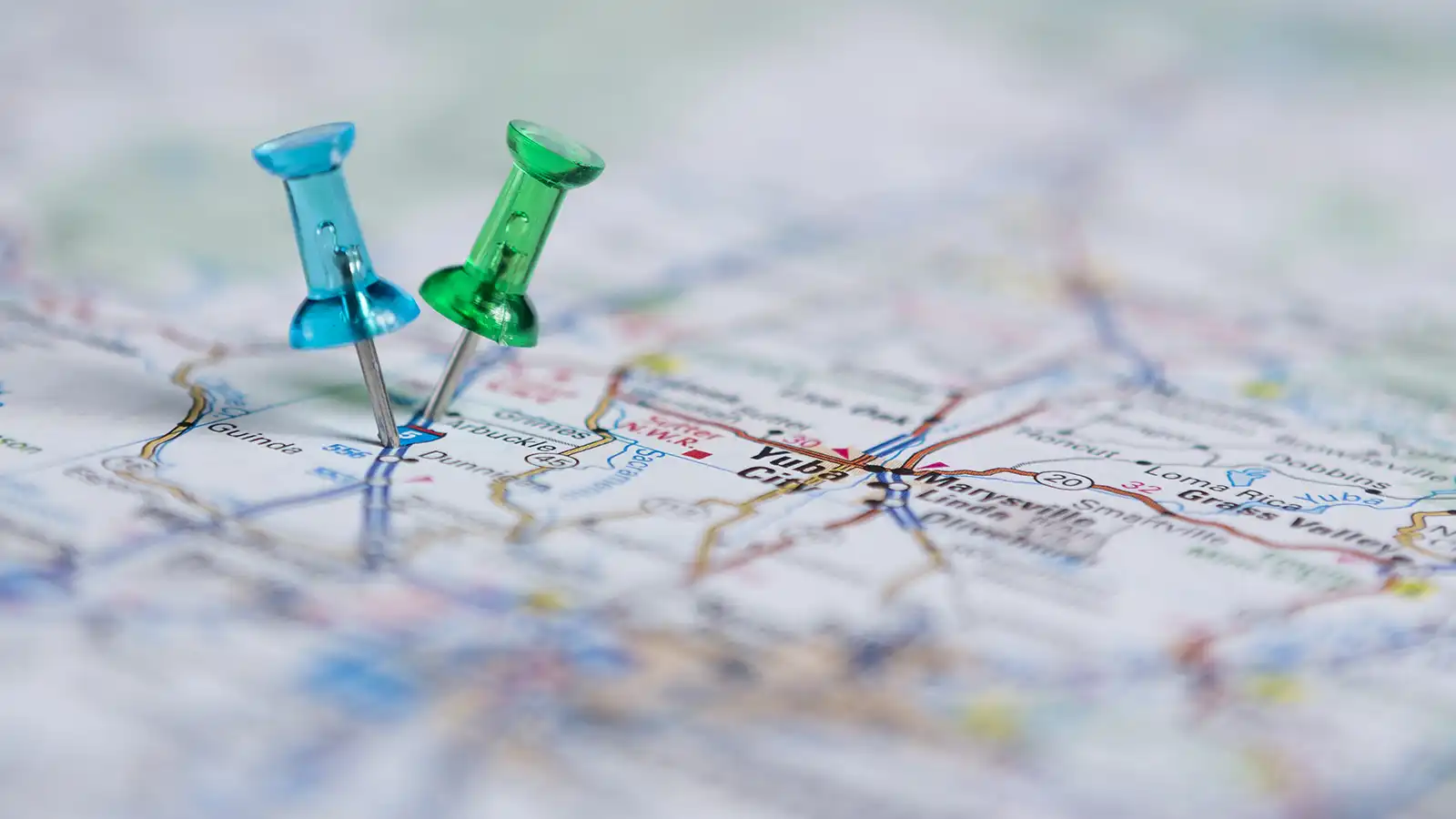 A map with two pins pinpointing the location